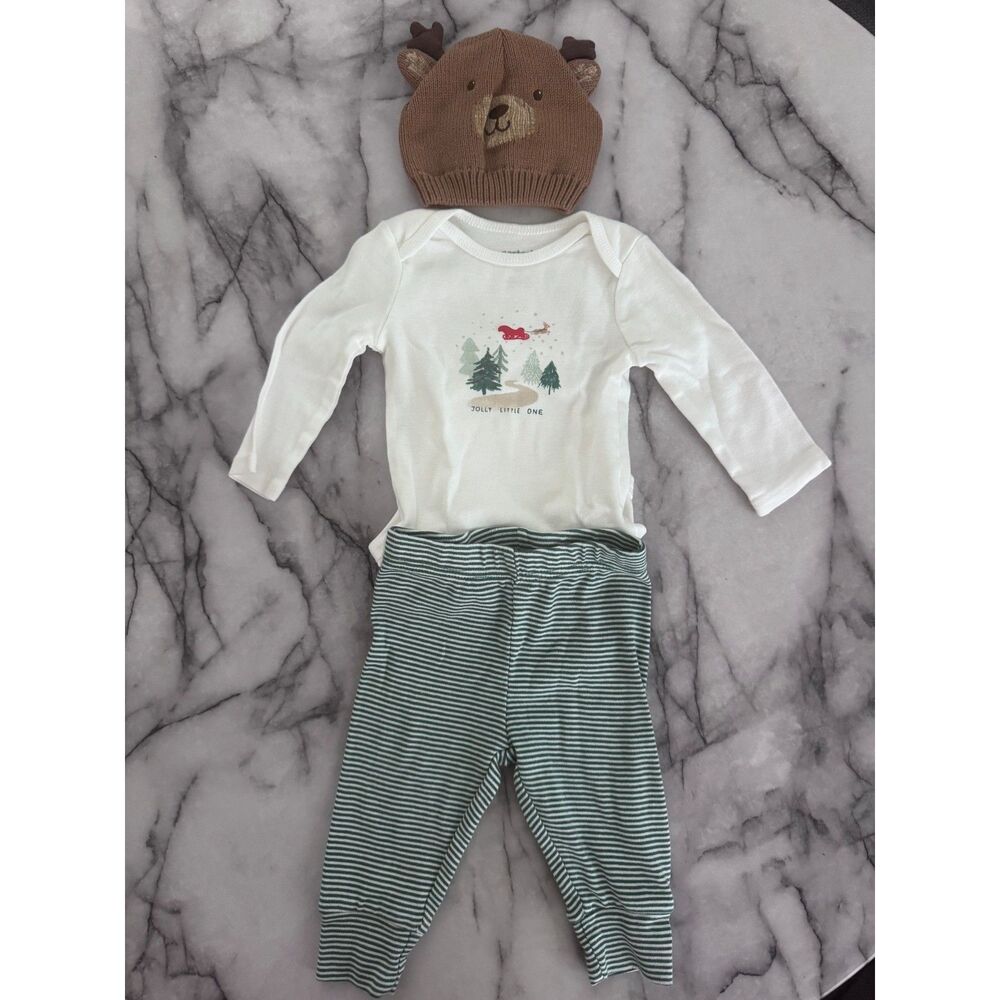 Carter's Just One You Baby Christmas Striped Reindeer Set